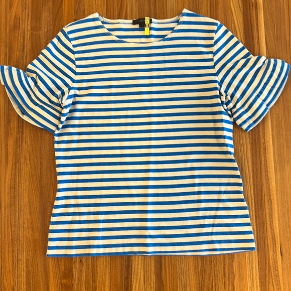 J. Crew Tops - J. Crew Ruffle Sleeve Striped Top Size: Small